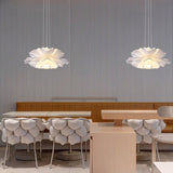 Modern Lotus Flower Pendant Light Fixture White Acrylic Petal Hanging Ceiling Lamp