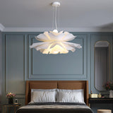 Modern Lotus Flower Pendant Light Fixture White Acrylic Petal Hanging Ceiling Lamp