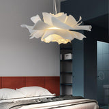Modern Lotus Flower Pendant Light Fixture White Acrylic Petal Hanging Ceiling Lamp