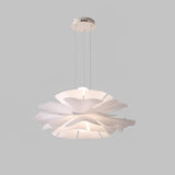 Modern Lotus Flower Pendant Light Fixture White Acrylic Petal Hanging Ceiling Lamp