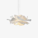 Modern Lotus Flower Pendant Light Fixture White Acrylic Petal Hanging Ceiling Lamp