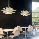 Modern Lotus Flower Pendant Light Fixture White Acrylic Petal Hanging Ceiling Lamp