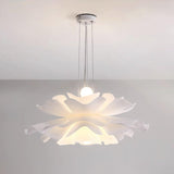Modern Lotus Flower Pendant Light Fixture White Acrylic Petal Hanging Ceiling Lamp