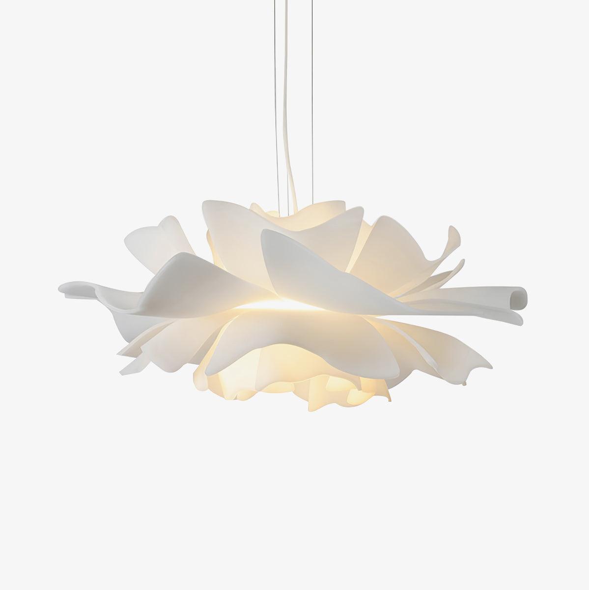 Modern Lotus Flower Pendant Light Fixture White Acrylic Petal Hanging Ceiling Lamp