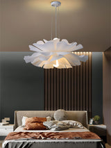 Modern Lotus Flower Pendant Light Fixture White Acrylic Petal Hanging Ceiling Lamp