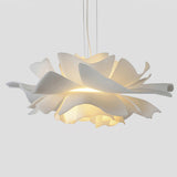 Modern Lotus Flower Pendant Light Fixture White Acrylic Petal Hanging Ceiling Lamp