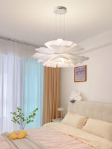 Modern Lotus Flower Pendant Light Fixture White Acrylic Petal Hanging Ceiling Lamp