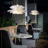 Modern Lotus Flower Pendant Light Fixture White Acrylic Petal Hanging Ceiling Lamp
