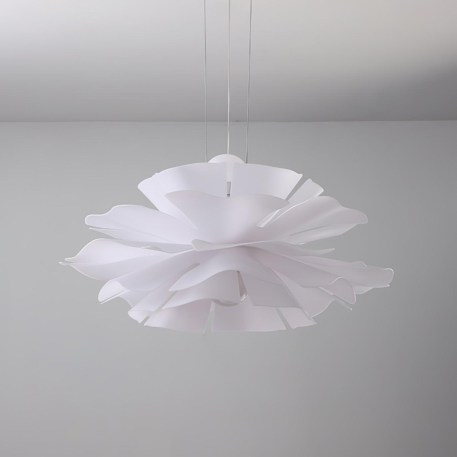 Modern Lotus Flower Pendant Light Fixture White Acrylic Petal Hanging Ceiling Lamp