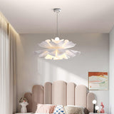 Modern Lotus Flower Pendant Light Fixture White Acrylic Petal Hanging Ceiling Lamp