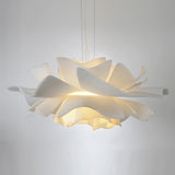 Modern Lotus Flower Pendant Light Fixture White Acrylic Petal Hanging Ceiling Lamp