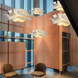 Modern Lotus Flower Pendant Light Fixture White Acrylic Petal Hanging Ceiling Lamp