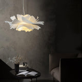 Modern Lotus Flower Pendant Light Fixture White Acrylic Petal Hanging Ceiling Lamp