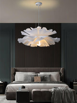 Modern Lotus Flower Pendant Light Fixture White Acrylic Petal Hanging Ceiling Lamp