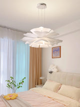 Modern Lotus Flower Pendant Light Fixture White Acrylic Petal Hanging Ceiling Lamp