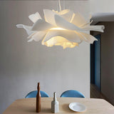Modern Lotus Flower Pendant Light Fixture White Acrylic Petal Hanging Ceiling Lamp