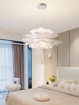 Modern Lotus Flower Pendant Light Fixture White Acrylic Petal Hanging Ceiling Lamp
