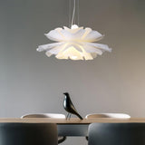 Modern Lotus Flower Pendant Light Fixture White Acrylic Petal Hanging Ceiling Lamp