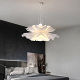 Modern Lotus Flower Pendant Light Fixture White Acrylic Petal Hanging Ceiling Lamp