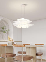 Modern Lotus Flower Pendant Light Fixture White Acrylic Petal Hanging Ceiling Lamp