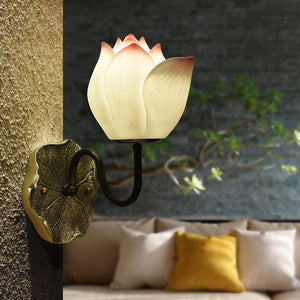 Modern Lotus Flower Resin Wall Sconce with 3 Color Dimming for Bedroom and Living Room Lighting