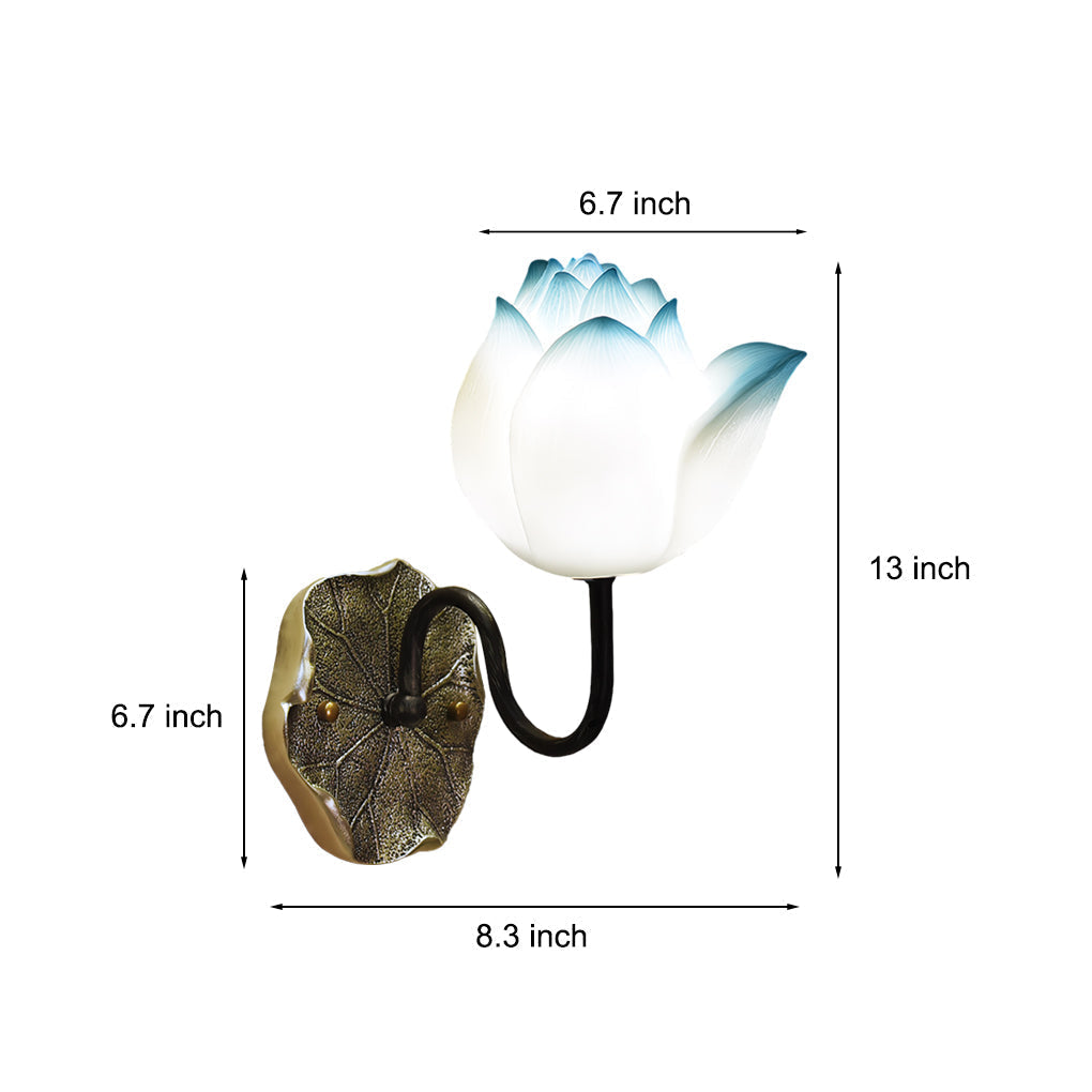 Modern Lotus Flower Resin Wall Sconce with 3 Color Dimming for Bedroom and Living Room Lighting