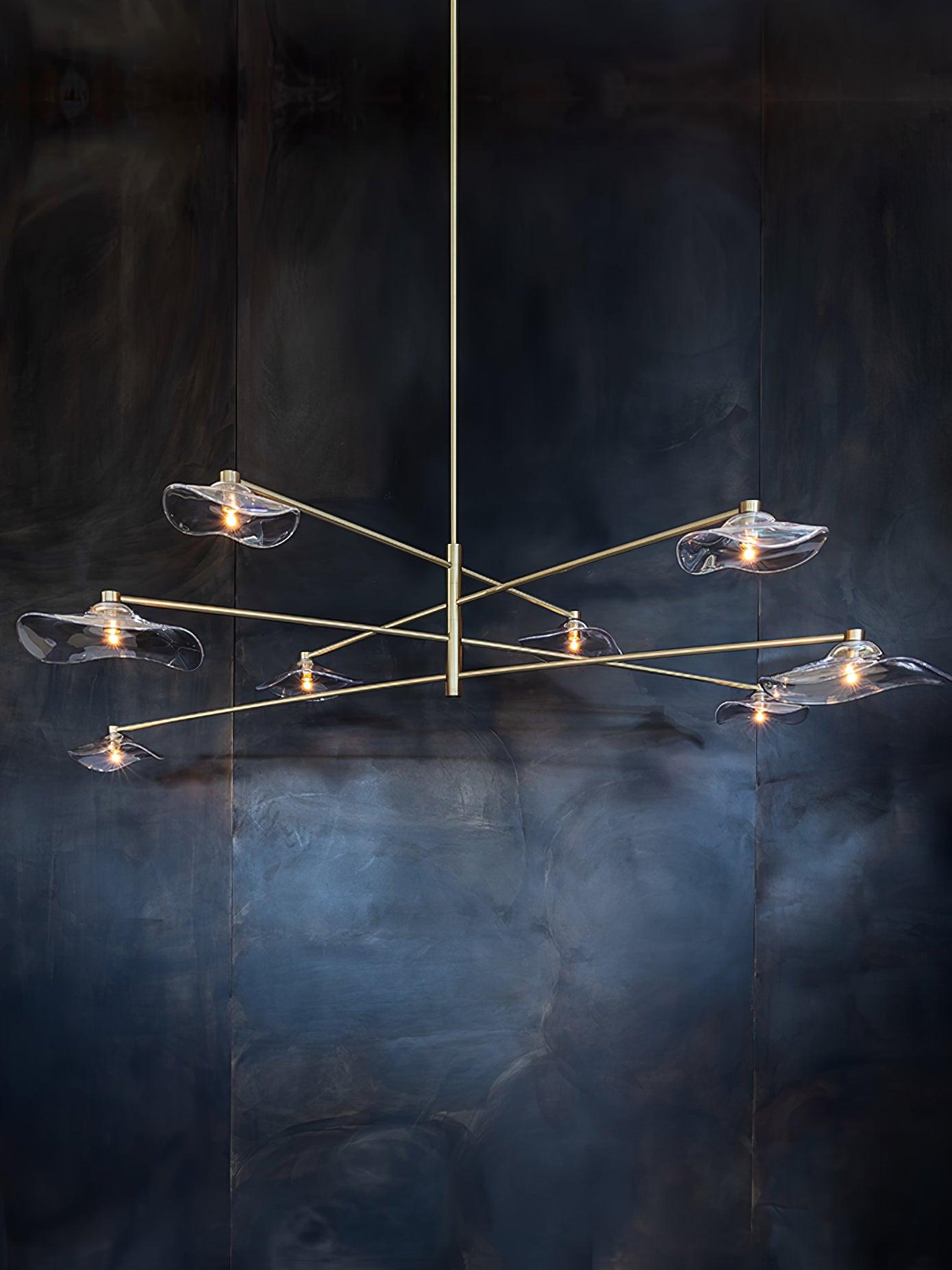 Modern Lotus Leaf Glass Pendant Chandelier for Living Room and Dining Room