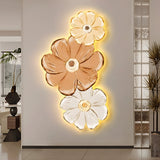 Modern Luminous Flower Plant LED Wall Art USB Powered Crystal Porcelain Painting for Living Room Decor