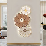Modern Luminous Flower Plant LED Wall Art USB Powered Crystal Porcelain Painting for Living Room Decor