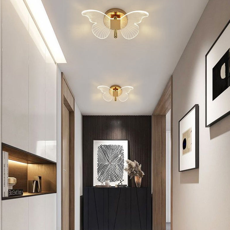 Modern Luxury Acrylic Butterfly LED Wall Sconce Three Step Dimming Gold Finish Light