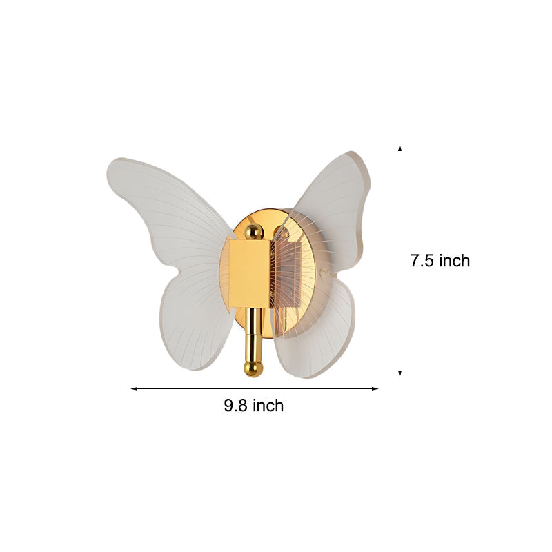 Modern Luxury Acrylic Butterfly LED Wall Sconce Three Step Dimming Gold Finish Light