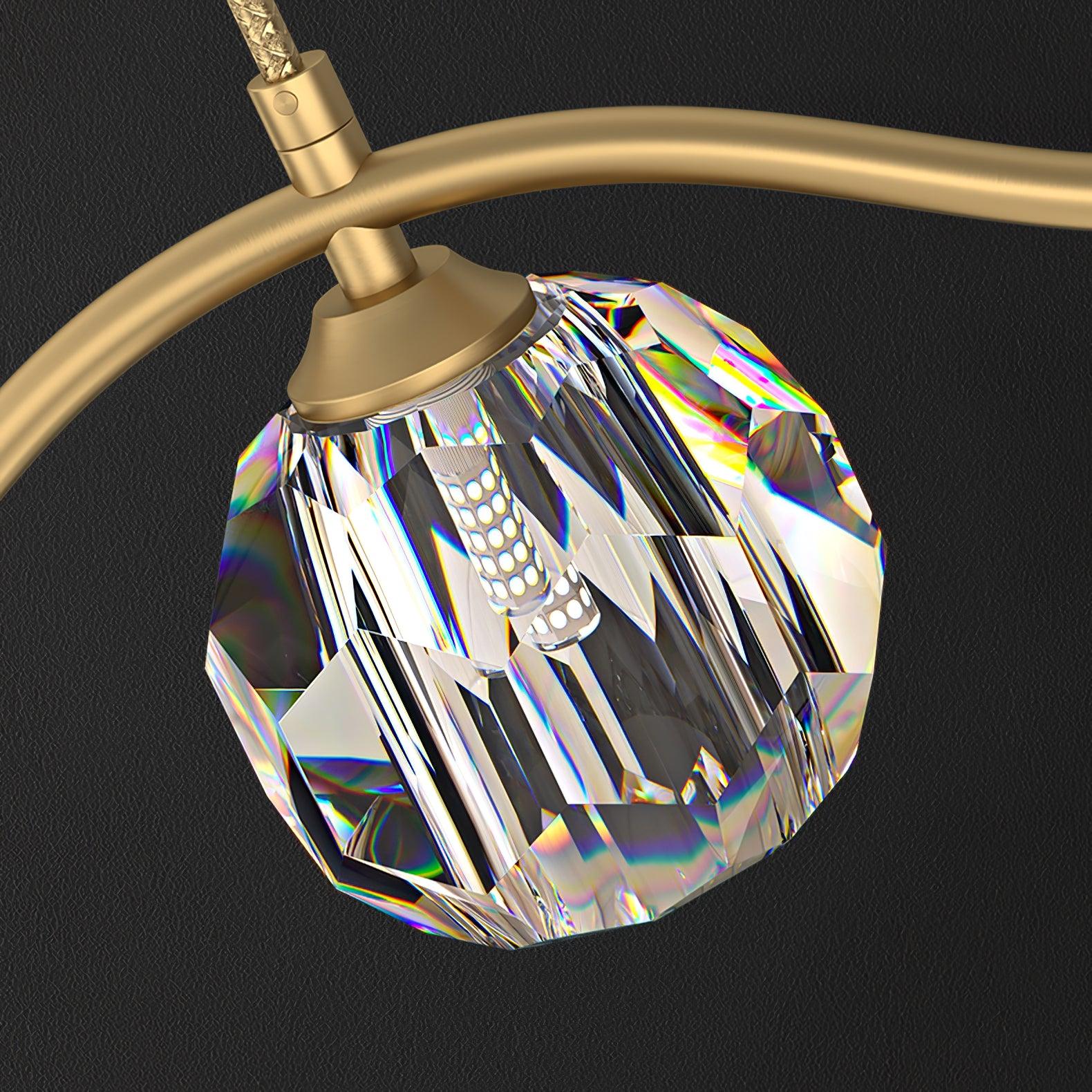Modern Luxury Brass and Crystal Crown Chandelier Gold Ceiling Light Fixture