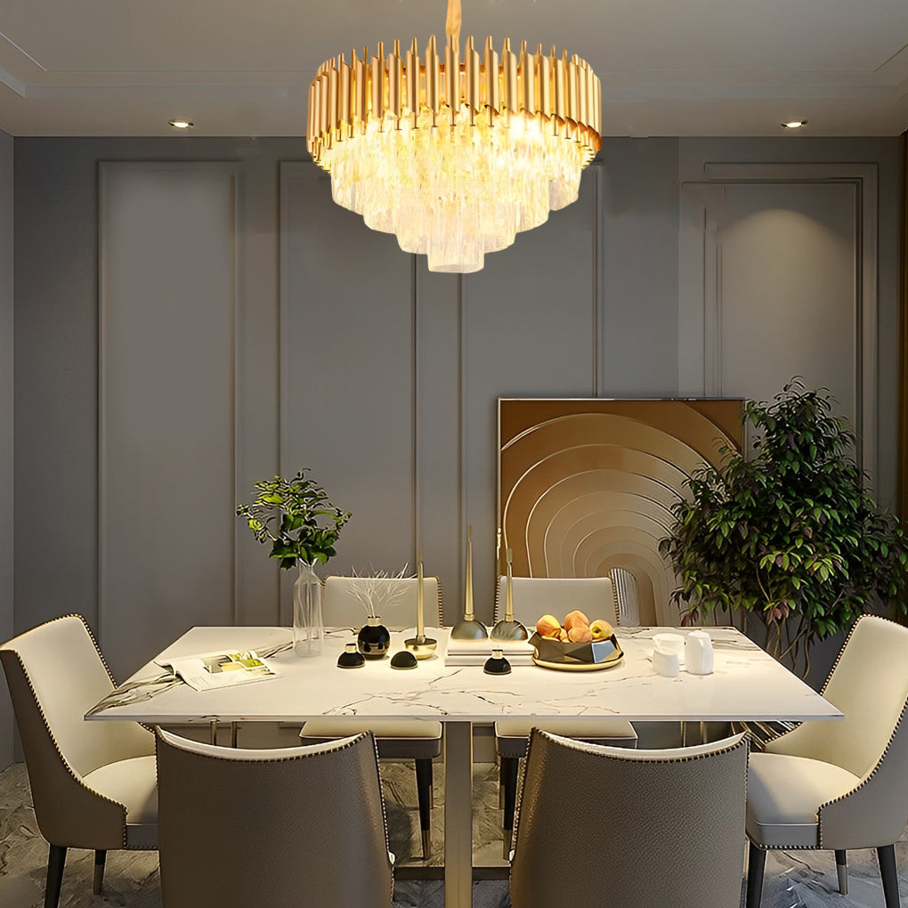Modern Luxury Crystal Chandelier with 3 Step Dimming for Dining and Living Rooms