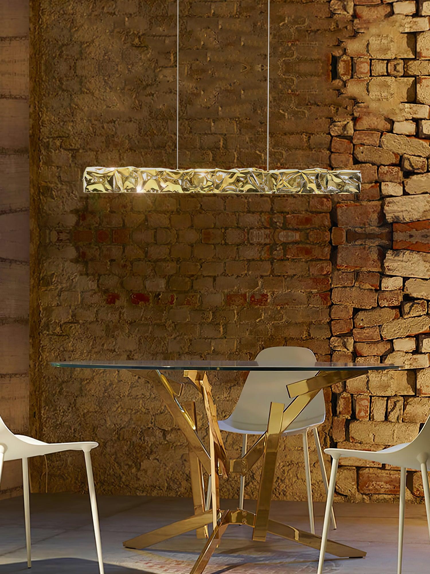 Modern Luxury Crystal LED Pendant Light with Brass Finish for Living Room and Dining Areas