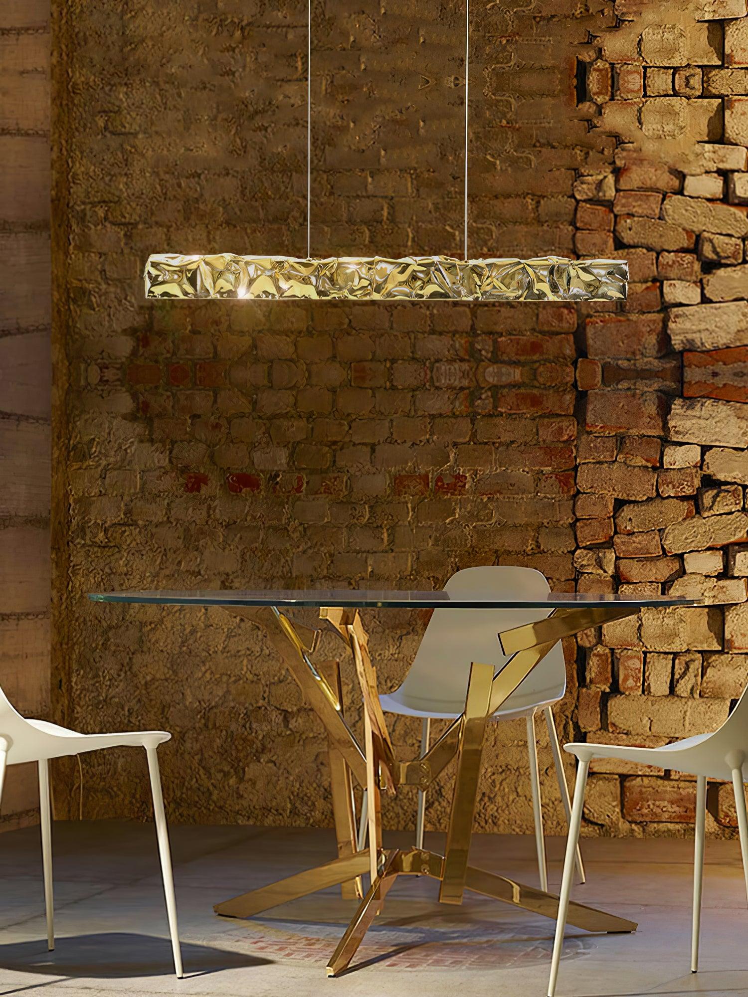 Modern Luxury Crystal LED Pendant Light with Brass Finish for Living Room and Dining Areas