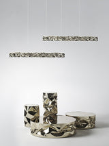 Modern Luxury Crystal LED Pendant Light with Brass Finish for Living Room and Dining Areas