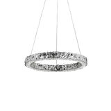 Modern Luxury Crystal LED Pendant Light with Brass Finish for Living Room and Dining Areas