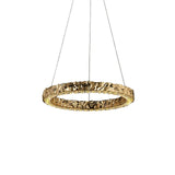 Modern Luxury Crystal LED Pendant Light with Brass Finish for Living Room and Dining Areas