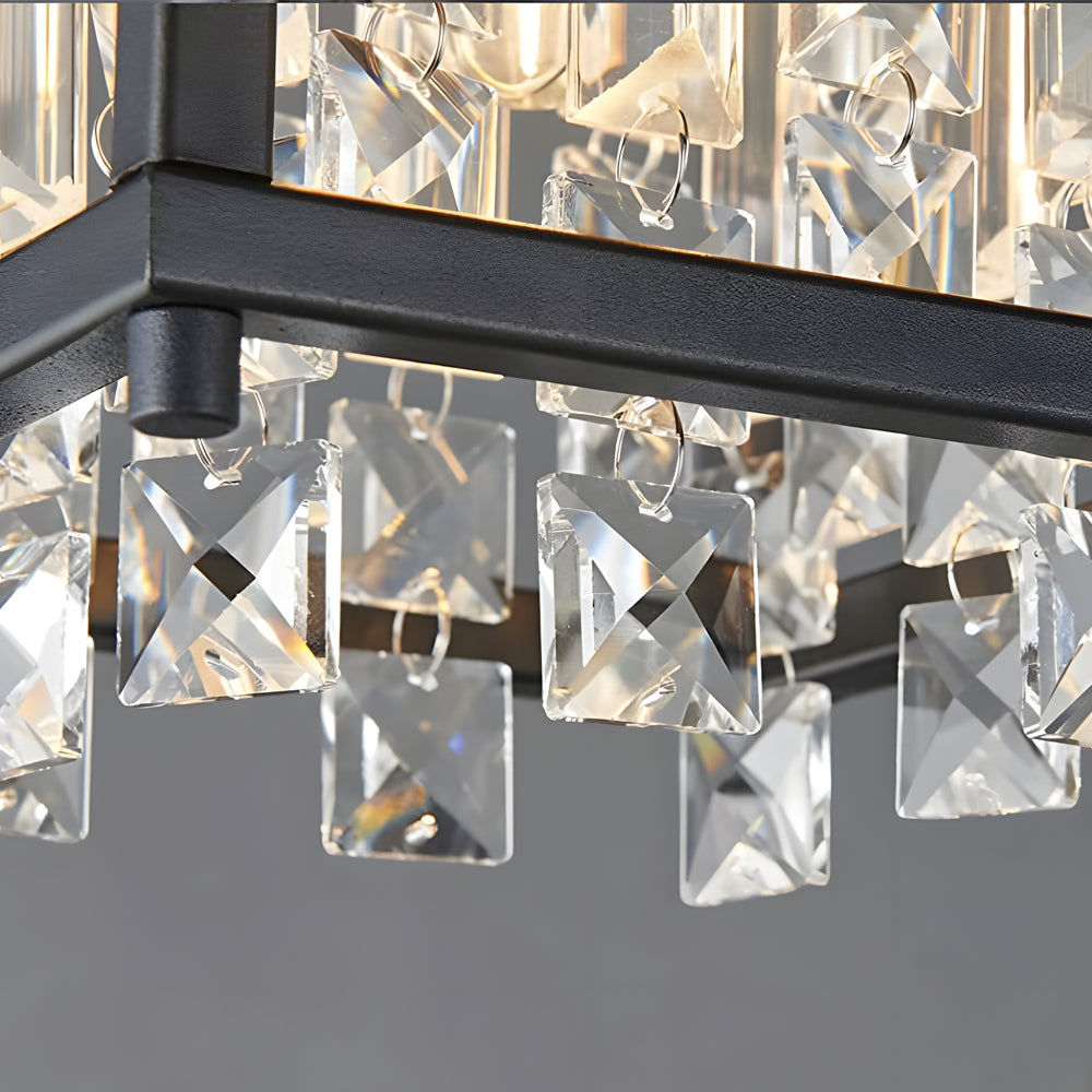 Modern Luxury Crystal Pendant Light Iron Frame Ceiling Chandelier for Dining Room and Bedroom