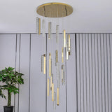 Modern Luxury Crystal Ring Chandelier Gold Finish Integrated LED Pendant Light