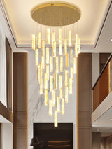 Modern Luxury Crystal Ring Chandelier Gold Finish Integrated LED Pendant Light