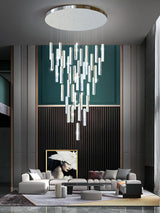 Modern Luxury Crystal Ring Chandelier Gold Finish Integrated LED Pendant Light