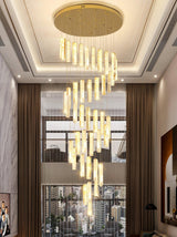 Modern Luxury Crystal Ring Chandelier Gold Finish Integrated LED Pendant Light