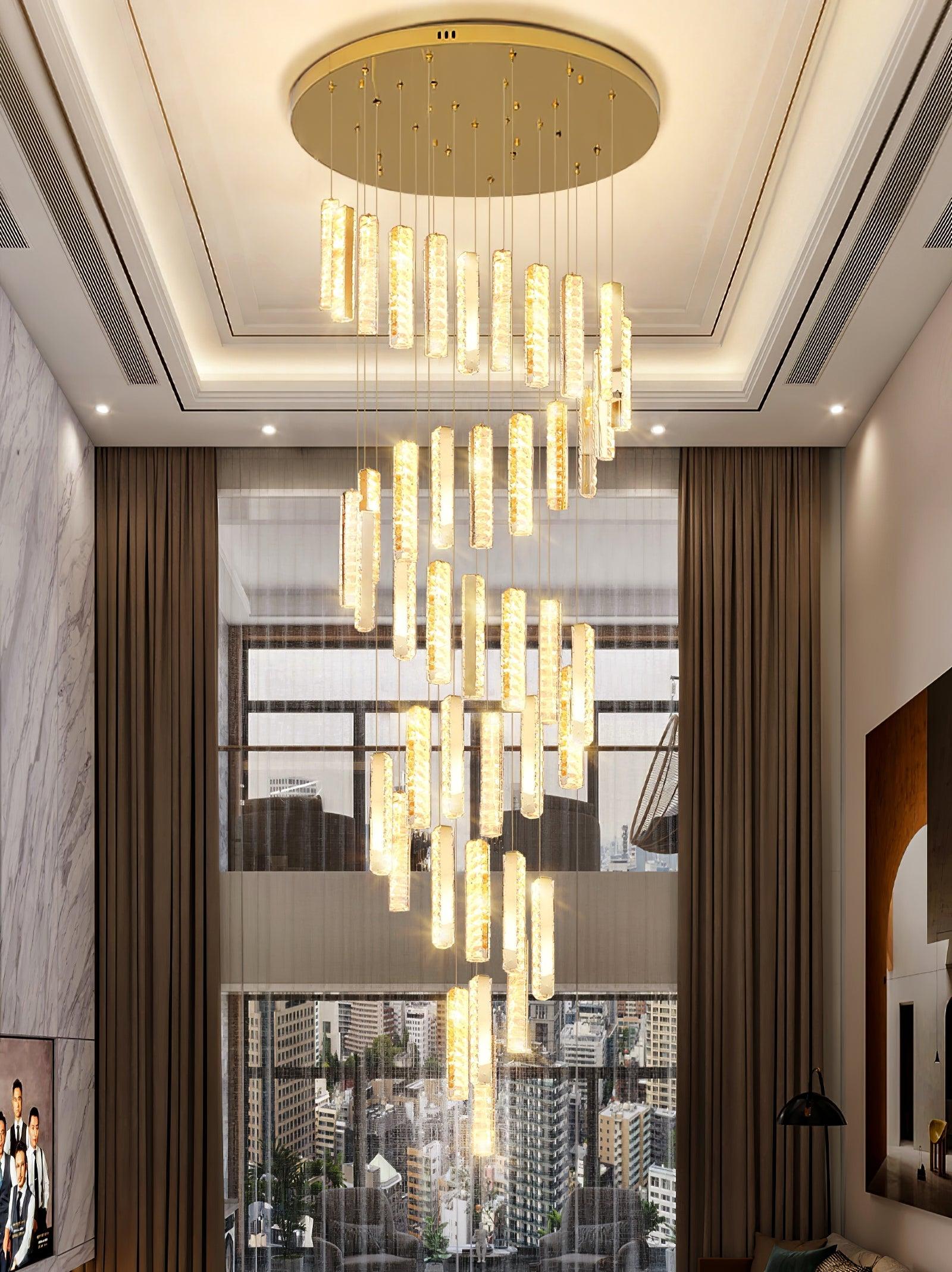 Modern Luxury Crystal Ring Chandelier Gold Finish Integrated LED Pendant Light