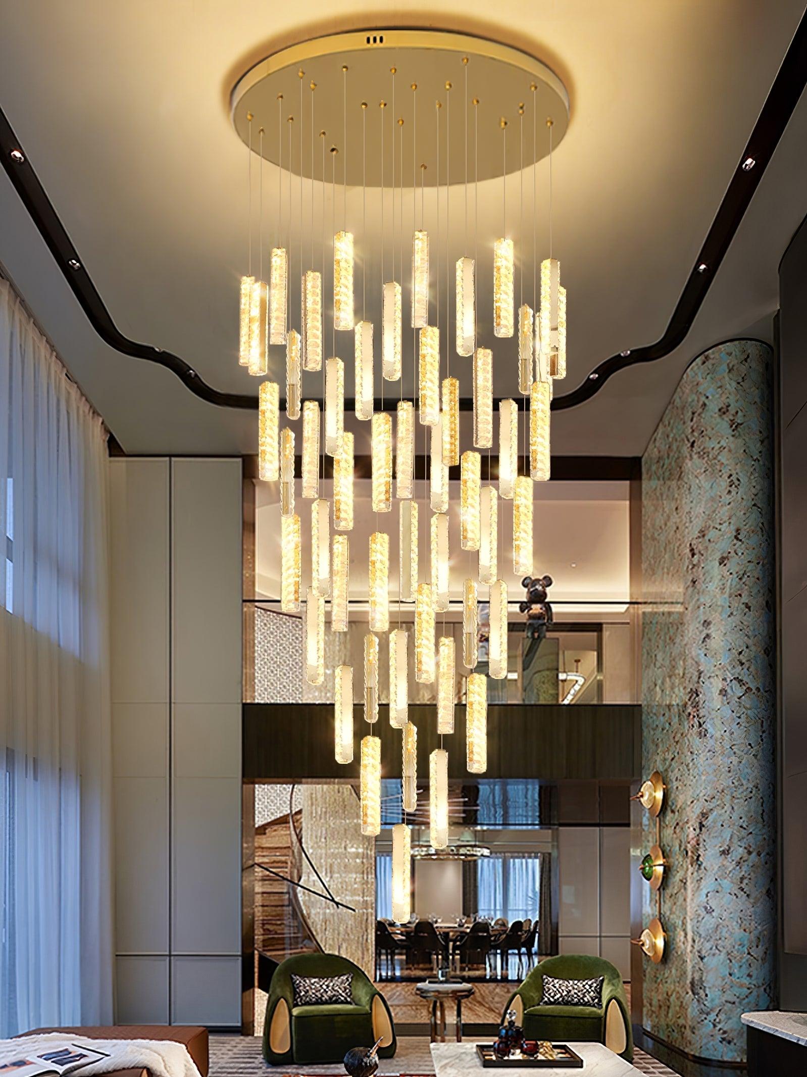 Modern Luxury Crystal Ring Chandelier Gold Finish Integrated LED Pendant Light