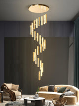 Modern Luxury Crystal Ring Chandelier Gold Finish Integrated LED Pendant Light