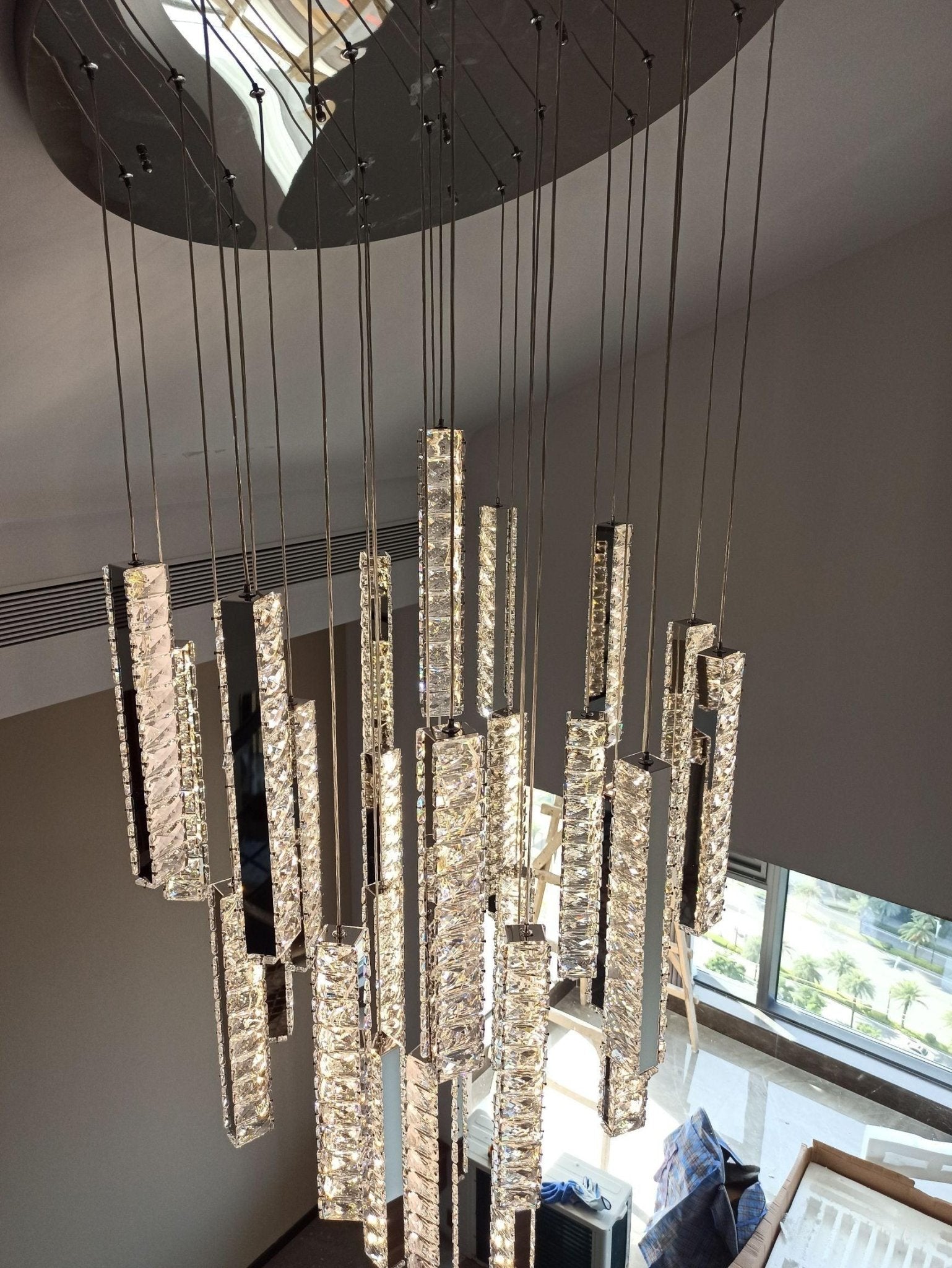 Modern Luxury Crystal Ring Chandelier Gold Finish Integrated LED Pendant Light