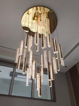 Modern Luxury Crystal Ring Chandelier Gold Finish Integrated LED Pendant Light