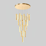 Modern Luxury Crystal Ring Chandelier Gold Finish Integrated LED Pendant Light