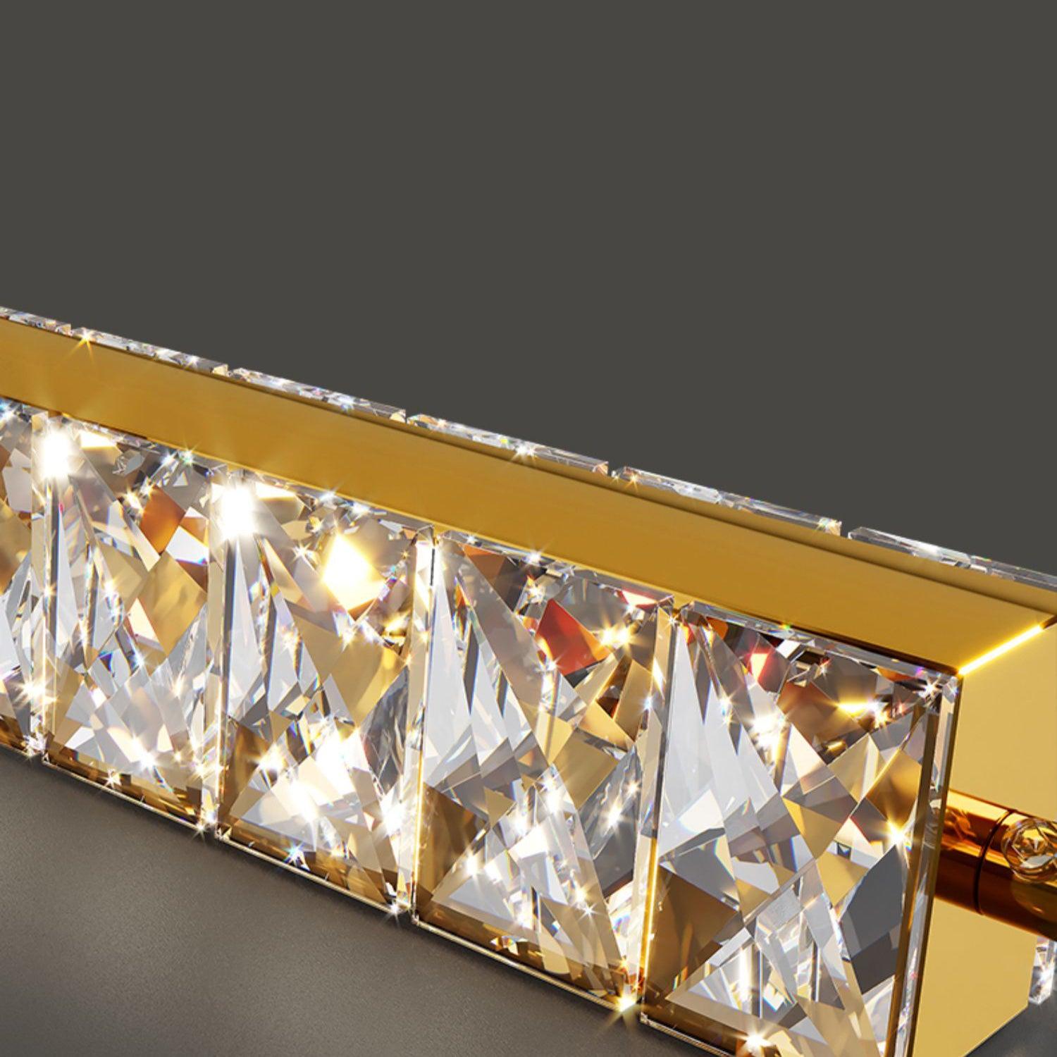 Modern Luxury Crystal Ring Chandelier Gold Finish Integrated LED Pendant Light